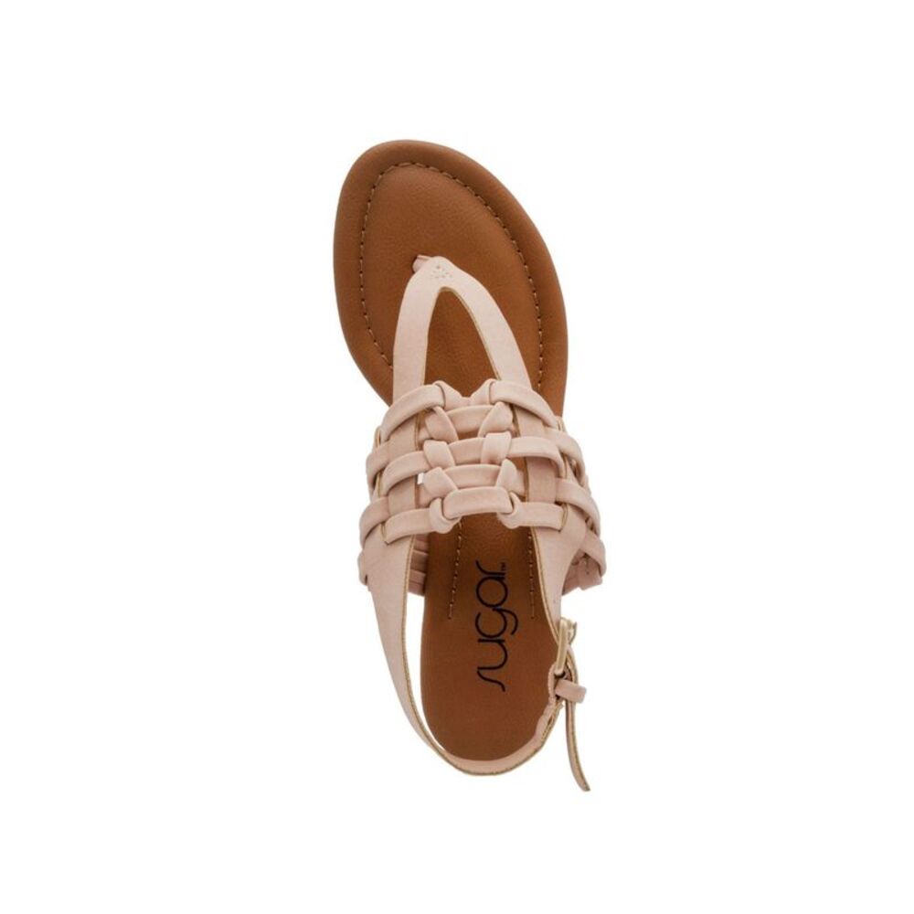 SUGAR Womens Pink Woven Demi Wedge Simone Open Toe Wedge Thong Sandals 8 M - Picture 4 of 4